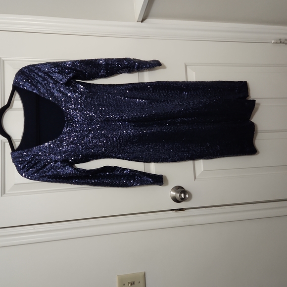 Ralph Lauren Navy Sequined Scoop-Back Dress - Picture 9 of 10